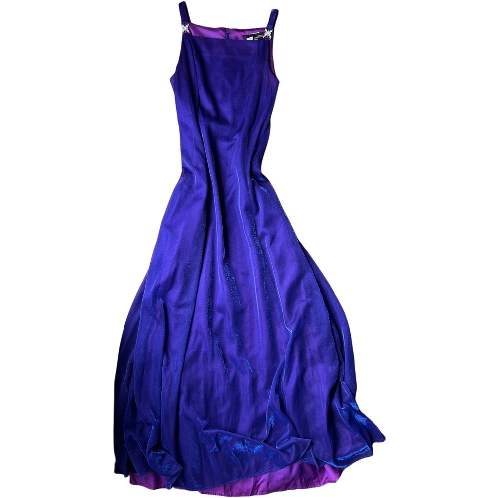 Sleeveless Purple Prom Gown with Silver Detailing - Picture 1 of 7